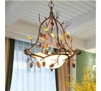 American Retro Chandelier Personality Creative Living Room Restaurant Bedroom Clothing Cafe Bar Log Cabin Pendant Light (A D52CM)