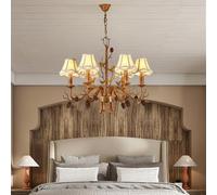 American Retro Chandelier Personality Creative Living Room Restaurant Bedroom Study Hotel Villa Clothing Log Cabin Cafe Bar Pendant Light (A 6 Lights)