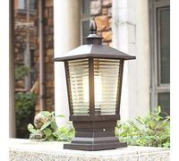 American Retro Column Lamp Waterproof Ip65 Outdoor Post Light Vintage Exterior Post Lantern with Glass Shade Landscape Light Aluminum Garden Villa Lawn Pillar Light E27