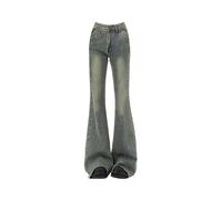 American Retro Flare Jeans Low Waist Slim Fashion Bell Bottoms Blue Denim Trousers Kpop Hip Hop High Street Y2K Streetwear-Blue-XS