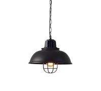 American Retro Industrial Pendant Single Head Wrought Iron Lid Chandelier Metal Black Ceiling Light with E27 Base for Cafe, Bar Table, Clothing Store, Barber Shop(Black)