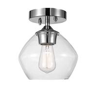 American retro Industrial Semi Flush Mount Ceiling Light High light transmission transparent glass lampshade Ceiling Lamp Simple and classic design Lighting Fixture For bedroom, study, dining
