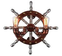 American Retro Industrial Wind Wall Lantern Wall Lighting Fixture Solid Wood Mediterranean Bar Aisle Wall Mount Lamp Rudder Decoration Iron Art Water Pipe Bedroom Bedside Illumination Change for the