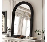 American Retro Makeup Mirror Arched Vanity Wall Mirror 60x80 cm HD Glass with Black Wooden Frame Elegant Home Decor for Dressing Room & Bathroom