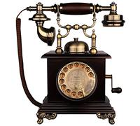 American Retro Solid Wood Telephone European Antique Rotary Old Home Landline Mechanical Double Ringtones Solid Wood Body