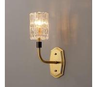 American Retro Style Brass Wall Lamp,E14 Base Glass Wall Light,Modern Simple Background Wall Mounted Lamp for Bedroom Living Room Study Room Dining Room Stairs Porch Hallway Restaurant(A)