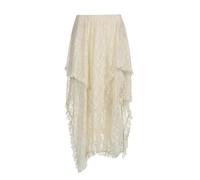 American Retro Trendy Style lace Irregular Skirt Solid Color Skirt Summer Thin Long Skirt-Skin Color-S