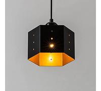 American Retro Wrought Iron Hexagon Hollow Pendant Hanging Lamp Black Elegant Creative Chandelier for Living Room Restaurant Clothing Bar Cafe Club Dining Rooms Change for The Better