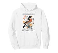 American Robin Connecticut State Bird Floral Pullover Hoodie