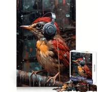 American Robin Headphones Jigsaw Puzzles 1000 Piece for Teenagers Recall Skill Happy Idle Time Crisp Edges (50x75cm)