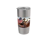 American Rocks Patriotic Alien Cowboy Ride US Flag Stainless Steel Insulated Tumbler
