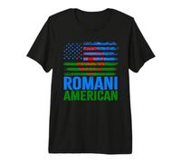 American Romani | Roma Traveller & USA Flags Distressed Premium T-Shirt