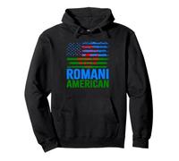 American Romani | Roma Traveller & USA Flags Distressed Pullover Hoodie