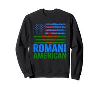American Romani | Roma Traveller & USA Flags Distressed Sweatshirt