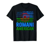 American Romani | Roma Traveller & USA Flags Distressed T-Shirt