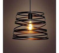 American Rural Vintage Industrial Pendant Light, Loft Nautical Iron Metal Hanging Wire Ceiling Light Art Spirally Black Lamp Shade 1-Light Chandelier Fixtures Restaurant Bar Garage Fitting Change for