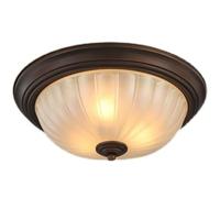 American Rustic Flush Mount Ceiling Light European Traditional Bronze round Ribbed Glass Bowl Close to Ceiling Lamp Indoor Home Decor Fixtures for Bedroom Living Room(Black,Diameter 38Cm)/Bronze/Diame