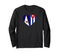 American Samoa and Cuba Flags: Heart Shaped Unity Long Sleeve T-Shirt