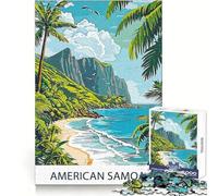 American Samoa Beach Scene Jigsaw 1000 Pieces for Teenagers Mind Recall Pleasant Downtime Firm Interlock Unique Xmas Gift (38x26cm)