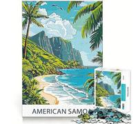 American Samoa Beach Scene Jigsaw Puzzle 1000 Piece Mind Train Fun Burr Free Clean Cut Pieces Absorbing Activity for Quiet Nights (38x52cm)