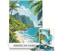 American Samoa Beach Scene Puzzles for Adults 1000 Pieces Focus Boost Fun Uniform Size Precise Pieces Bonding Activity for Loved Ones (50x75cm)