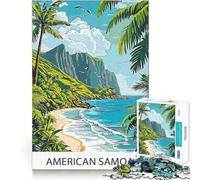 American Samoa Beach Scene Puzzles for Adults 1000 Pieces Mental Boost Play Neat Cut Perfect Alignment Bonding Activity for Loved Ones (38x26cm)
