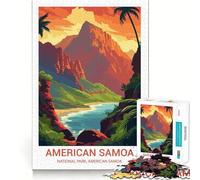 American Samoa National Park Illustration 1000-piece Jigsaw Puzzles Brain Fun Training Seamless Fit Precise Pieces Fascinating Hobby for Idle Moments (38x52cm)