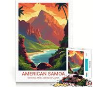 American Samoa National Park Illustration Jigsaw for Teenagers1000 Pieces Mind Skill Play Laser Cut for Flawless Fit Quiet Time Mind Exercise at Home (38x26cm)