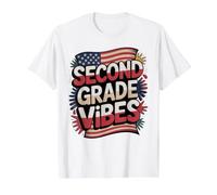 American Second Grade Vibes First Day Patriotic Teacher Value Graphic T-Shirt, Men, White, L
