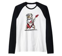 American Shepherd Rock Style Funny Dog Playing Guitar Rocker Raglan Baseball Tee