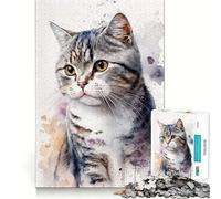 American Shorthair Cat 1000 Piece Puzzle For Adults Problem Solving Toy Professional Grade Cutting Relaxing Indoor Group Activity (50x75cm)