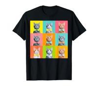 American Shorthair Cat Pop Art Colorful Feline Grid Bow Tie Value Graphic T-Shirt
