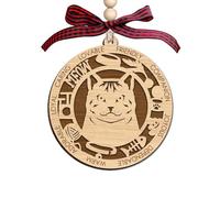 American Shorthair Wooden Ornament - Laser Cut Round Decor with Meow and Fishbone Accents - Pet Portrait Design - Caring Lovable Friendly Companion Words - Tree Gift for Cat Lovers