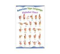American Sign Language Alphabet Chart ASL Poster Canvas Print Wall Art Painting Poster for Living Room Bedroom Office Decoration, 12x18inch(30x45cm) Unframe