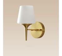 American Simple Copper Wall Lamp,E27 Screw European White Glass Wall Light,Modern Creative Luxury Bedroom Bedside Wall Sconce for Bedroom Living Room Study Room Dining Room Stairs Porch Restau