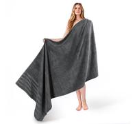 American Soft Linen 100% Turkish Cotton Bath Towel, 35x70 inches, Dark Gray, Striped