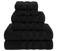 American Soft Linen 6-Piece 100% Turkish Genuine Cotton Premium & Luxury Towel Set for Bathroom & Kitchen, 2 Bath Towels, 2 Hand Towels & 2 Washcloths [Worth $72.95] - Black