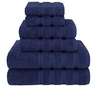 American Soft Linen, 6 Piece Towel Set, 100% Turkish Cotton Towels for Bathroom Soft Absorbent 2 Bath Towels 2 Hand Towels 2 Washcloths, Navy Blue