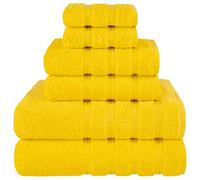 American Soft Linen Luxury 6 Piece Towel Set, 2 Bath Towels 2 Hand Towel 2 Washcloths, 600 GSM 100% Cotton Turkish Towels for Bathroom, Yellow Towel Sets