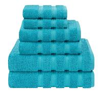 American Soft Linen Luxury 6 Piece Towel Set, 2 Bath Towels 2 Hand Towels 2 Washcloths, 100% Turkish Cotton Towels for Bathroom, Aqua Blue Towel Sets