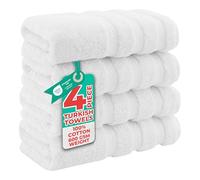 American Soft Linen Luxury Hand Towels for Bathroom, 100% Cotton Turkish 4 Piece Hand Towel Set, 600 GSM Hand Face Towels for Kitchen, White Hand Towels