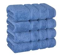 American Soft Linen Luxury Towels for Bathroom 100% Cotton Turkish 4 Piece Towel Set 600gsm Towels for Kitchen Electric Blue