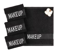 American Soft Linen Makeup Washcloths, 100% Cotton Makeup Remover Towels, 4 Pack Make up Towels for Face, 12 x 12 Face Cloth Towels, Black