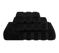 American Soft Linen Premium 3 Piece Towel Set, 1 Bath Towel 1 Hand Towel 1 Washcloth, 100% Cotton Turkish Towels for Bathroom, Black Towel Set