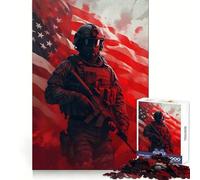 American Soldier 1000 Pieces Jigsaws Adults Puzzles Logic Practice Pleasant Leisure Clean Edges Perfect Present (38x52cm)