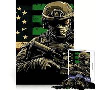 American Soldier Artwork 1000 Piece Jigsaw Puzzle for Adults Logical Think Soft Distraction Seamless Lock Festive Present (38x52cm)