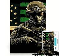 American Soldier Artwork Adult Jigsaw1000 Pieces Memory Skill Fun Stable Fit No Shifting Parts Compact Fun for Family Game Time (38x52cm)