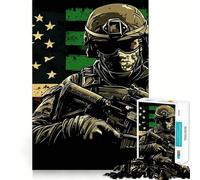 American Soldier Artwork Jigsaw Puzzle1000 Pieces Thinking Skill Game Seamless Fit Precise Pieces Family Fun Night Activity (50x75cm)
