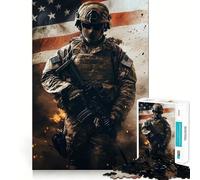 American Soldier Jigsaw 1000 Pieces for Adults Memory Fun Game Expert Cutting Craftsmanship Relaxing Indoor Group Activity (38x52cm)