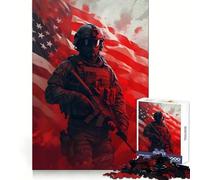 American Soldier Jigsaw Puzzles 1000 Pieces for Teenagers Thought Training Easy Enjoyment Uniform Cut Chic Xmas Gift (50x75cm)